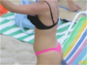 pink bikini fledgling sans bra hidden cam Beach dolls