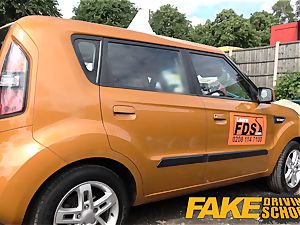 fake Driving school Posh nasty huge-titted examiner